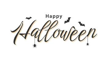 glücklich Halloween Beschriftung Text Design. Halloween Urlaub Typografie zum Gruß Karte, Banner, Poster, Einladung. Vektor Illustration