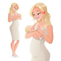 mamma som håller nyfött barn vektorillustration vektor