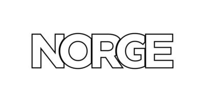 Norwegen Emblem. das Design Eigenschaften ein geometrisch Stil, Vektor Illustration mit Fett gedruckt Typografie im ein modern Schriftart. das Grafik Slogan Beschriftung.