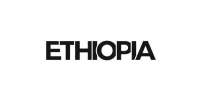 Äthiopien Emblem. das Design Eigenschaften ein geometrisch Stil, Vektor Illustration mit Fett gedruckt Typografie im ein modern Schriftart. das Grafik Slogan Beschriftung.