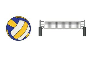 tecknad serie vektor illustration volleyboll netto med boll sport ikon isolerat på vit bakgrund