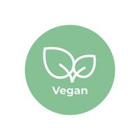vegan diet ikon. organisk, bio, ekologisk symbol. friska, färsk och icke-våldsamma mat. vektor grön cirkulär illustration med löv för etiketter, taggar och logotyper