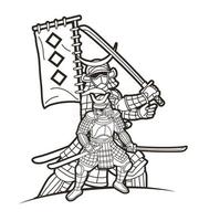 Samurai-Krieger Ronin Umriss vektor
