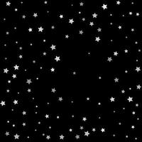 silberner funkelnder Stern auf schwarzem Hintergrund sternenklares Konfetti vektor