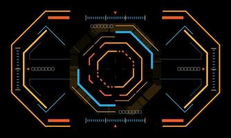 hud sci-fi oktogon gränssnitt skärm se gul blå geometrisk design virtuell verklighet trogen teknologi kreativ visa på svart vektor