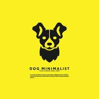 hund logotyp minimalistisk gul bakgrund vektor