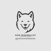 enkel hund logotyp minimalistisk svart och vit vektor