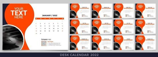 skrivbordskalender 2022 planerare företags mall designuppsättning vektor