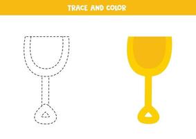 spår och färg tecknad gul spade. kalkylblad för barn. vektor