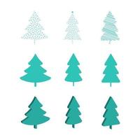 Satz von Weihnachtsbäumen flache Vektorsymbole vektor