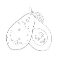 avokado färg sida för ungar. söt färg bok med avokado svart och vit vektor illustration