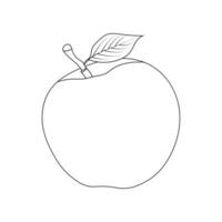 Apfel Färbung Seite zum Kinder. schwarz und Weiss, Linie Kunst, einfach Karikatur Stil, glücklich süß und komisch schnell Lebensmittel. komisch Karikatur Essen im kawaii Stil. Vektor kawaii Essen