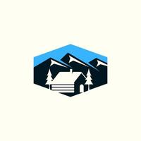modern berg hytter logotyp illustration design vektor
