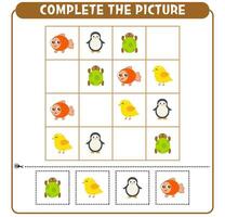 Komplett das Bild. lehrreich Spiel Arbeitsblatt zum Kinder Sudoku vektor