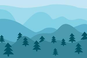 jul säsong bakgrund. Semester fe- berättelse vinter- landskap. där är gran träd på en blå bakgrund. vinter- platt vektor illustration för baner, affisch, vykort, kort.
