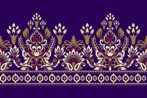 ikat blommig paisley broderi på lila bakgrund.ikat etnisk orientalisk mönster traditionell.aztec stil abstrakt vektor illustration.design för textur, tyg, kläder, inslagning, dekoration, halsduk, tryck