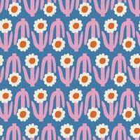 schön Blumen- Muster im retro Stil. Vektor nahtlos Textur mit süß Blumen. Hand gezeichnet Blumen Hintergrund