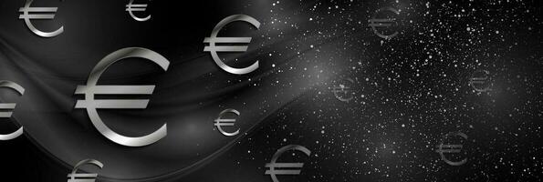 schwarz und grau Silber Hintergrund mit Euro Währung Zeichen vektor