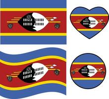 eswatini flagga ikon. vinka flagga av eswatini. hjärta eswatini flagga. runda eswatini flagga. platt stil. vektor
