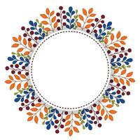 Herbst dekorativ runden rahmen. Muster mit Herbst Elemente - - Blätter, Geäst, Beeren. Vektor Illustration im Gekritzel Stil