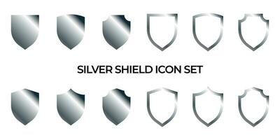 skydda ikon uppsättning i silver- Färg stil. skydda skydda säkerhet linje ikoner. bricka kvalitet symbol, tecken, logotyp eller emblem. vektor illustration