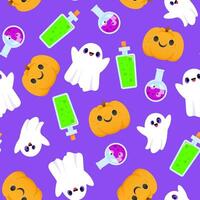 nahtlos Halloween Muster mit Kürbisse, Trank und Geister vektor