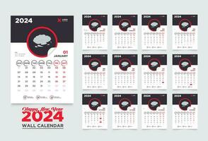 Mauer Kalender 2024 Vorlage Design, Jahr Planer 2024 vektor