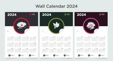 Mauer Kalender 2024 Vorlage Design, Jahr Planer 2024 vektor