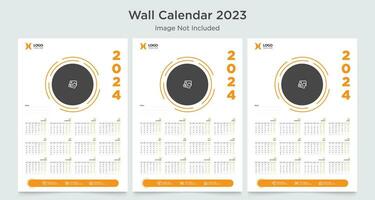 Mauer Kalender 2024 Vorlage Design, Jahr Planer 2024 vektor