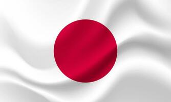 vinkade japan flagga. japansk flagga. vektor emblem av japan