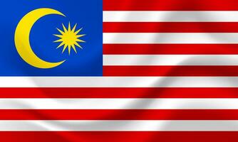 vinkade malaysia flagga. malaysiska flagga. vektor emblem av malaysia