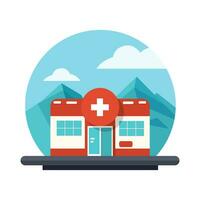 sjukhus byggnad i platt stil. sjukhus ambulans vektor illustration. medicinsk ikon