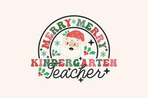 Kindergarten Lehrer Weihnachten retro Typografie T-Shirt Design vektor