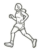 ein weiblich Laufen Marathon- Läufer vektor