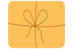 das Gelb Briefumschlag ist gebunden mit ein Grün und rot Band vektor
