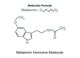 kemisk formel av melatonin hormon roll i cirkadiska rytm synkronisering molekyl skelett- vektor illustration.