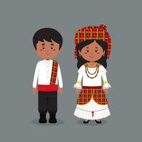 Paar Charakter tragen Dominica traditionell Kleid vektor
