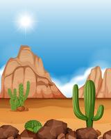 Wüstenszene mit Bergen und Kaktus vektor
