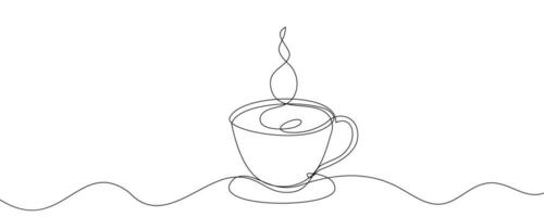 kaffe kopp kontinuerlig linje skiss te ikon Kafé skiss dryck enda konst översikt råna logotyp mat. klotter kopp linje abstrakt bakgrund frukost ånga morgon- kaffe design symbol. vektor illustration