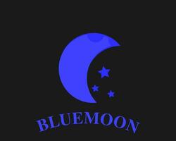 blå måne logotyp design på svart bakgrund vektor