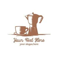 uppsättning av kaffe kopp och pott för Barista kaffe tillverkare eller Kafé bar logotyp design vektor