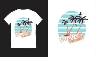 sommar paradis strand t-shirt design, vektor