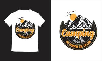 camping vandring natur berg t-shirt design vektor