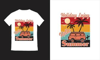 Sommer- Paradies Strand T-Shirt Design, vektor