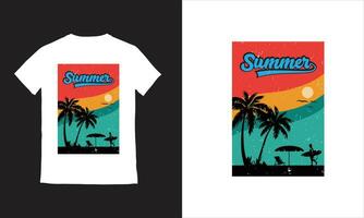 sommar paradis strand t-shirt design, vektor