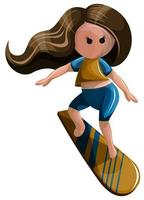 vektorbild av en stiliserad bild av en flicka på en surfbräda vektor
