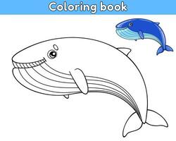 sida av de barn färg bok. Färg tecknad serie val. kalkylblad för barn med kontur hav djur. vektor översikt illustration hav varelse. isolerat på en vit bakgrund.