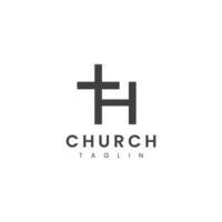 brev h med kyrka logotyp design vektor mall