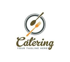 Gastronomie Restaurant Essen Logo Design auf Weiß Hintergrund, Vektor Illustration.