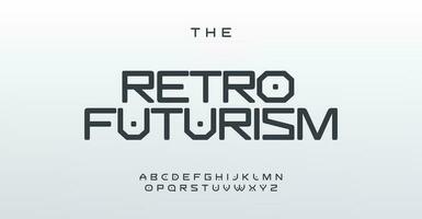 elegant minimalistisk font inspirerad förbi sci-fi estetik. perfekt för modern logotyper och samtida mönster. omfamning de framtida med detta kosmisk typografisk lösning. vektor